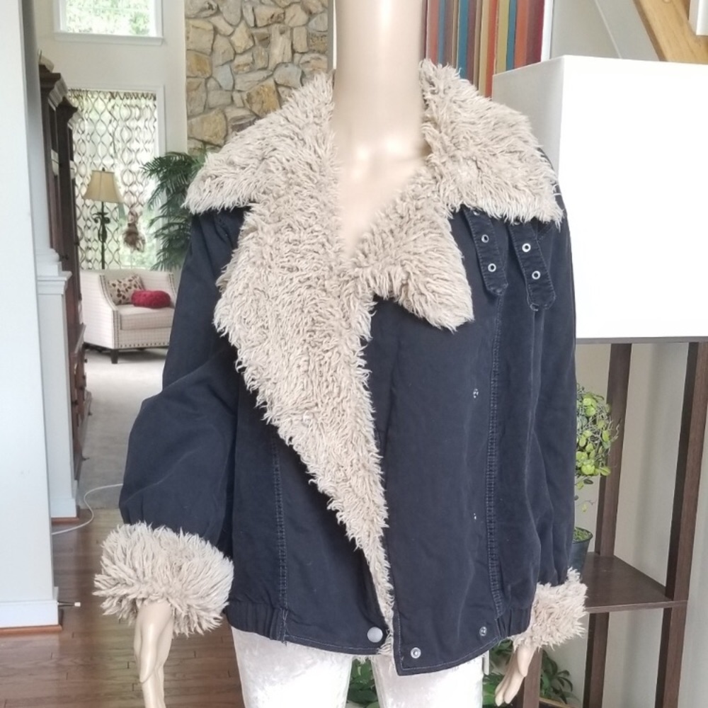Free People Owen Sherpa Jacket Black M